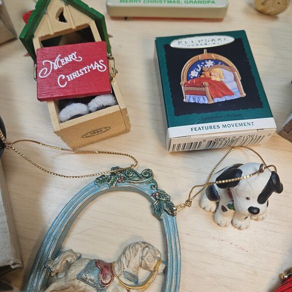 Lot of 12 Christmas Ornaments Felt Storage Bag 3 Keepsake Disney Mouse Puppy - Picture 6 of 9